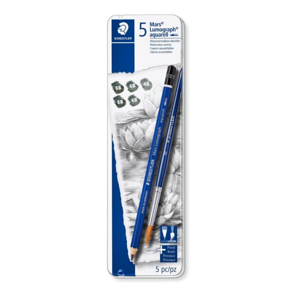 Staedtler Mars Lumograph Aquarell 2B - 8B Tin of 5