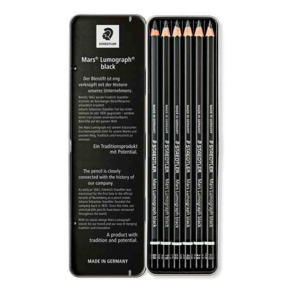 Staedtler Black Lumograph Pencils 100B 6 Pack - Image 2
