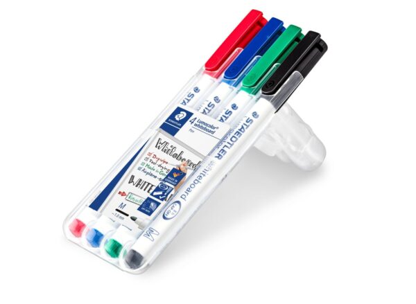 Staedtler Lumicolor Whiteboard Pen Wallet 4 Asst Colours 1.0 mm Bullet Tip