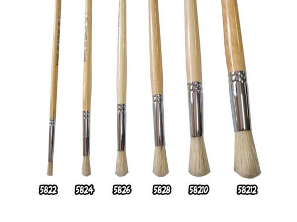 School Art Supplies Premium Long Handle Hog Brushes Flat Size 8 Pack of 12 - Image 2