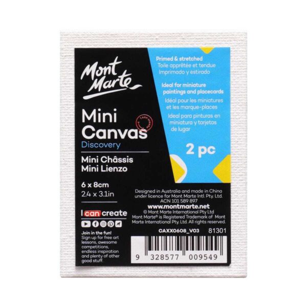 Carton of 18 Mont Marte Mini Canvas 6x8cm Pack of 2 - Image 2