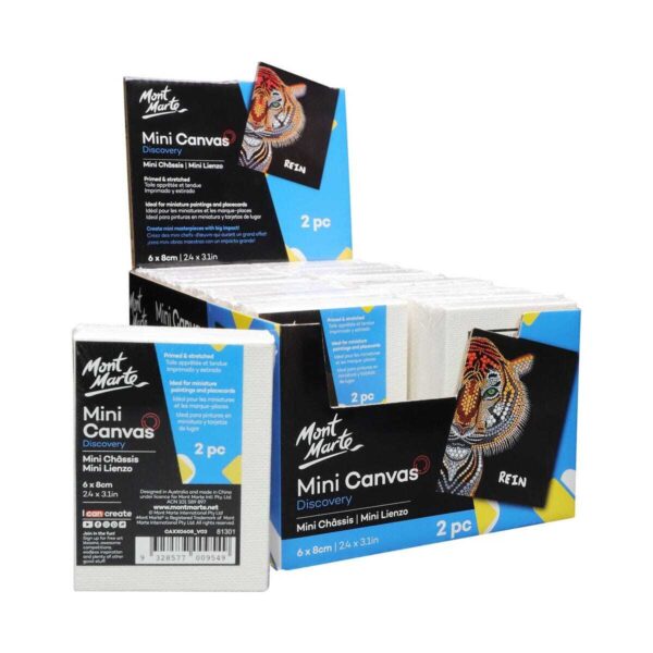 Carton of 18 Mont Marte Mini Canvas 6x8cm Pack of 2