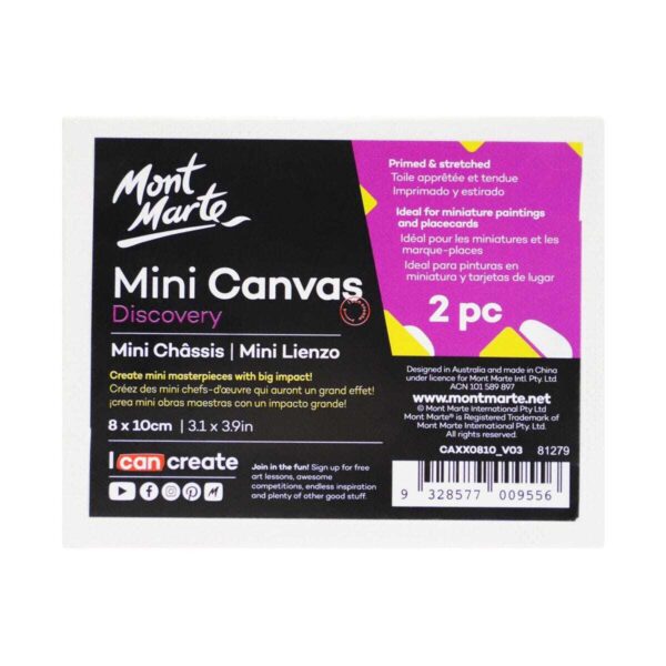 Carton of 18 Mont Marte Mini Canvas 8x10cm Pack of 2 - Image 2