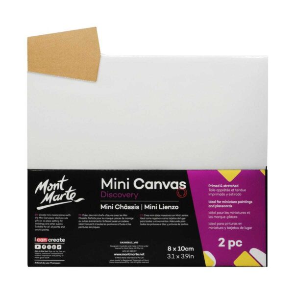 Carton of 18 Mont Marte Mini Canvas 8x10cm Pack of 2 - Image 6