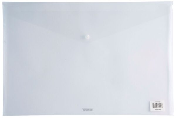 Document Wallets A3 Button Closure Pack of 12 Clear