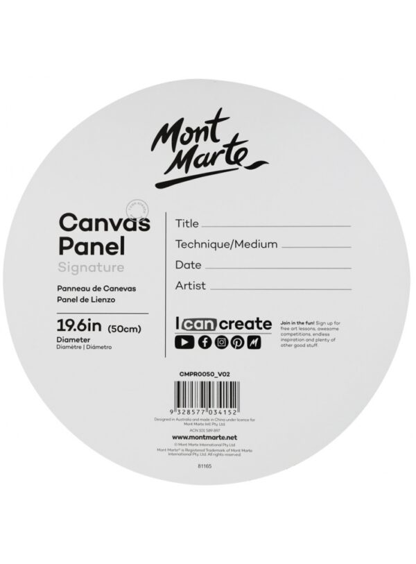 Mont Marte Round Canvas Panel 15.7" Diameter - 40cm Single Panel - Image 3