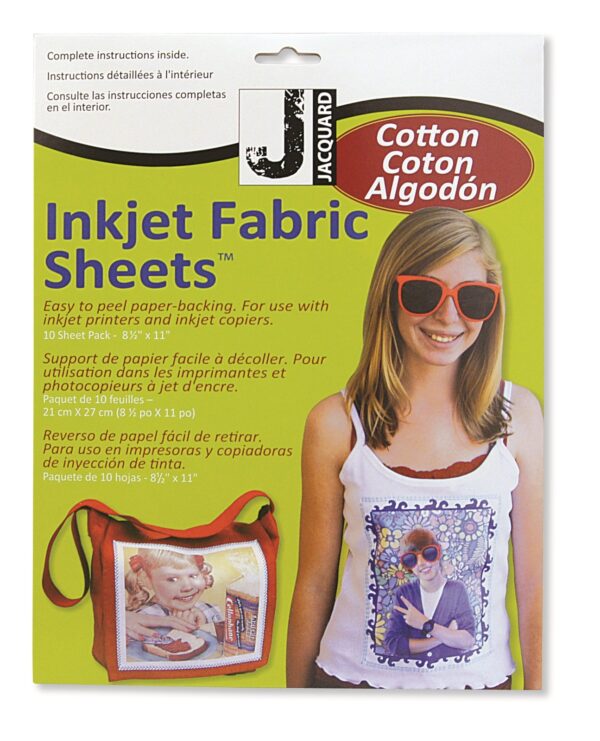 Jacquard Inkjet Printable Cotton Fabric Sheets 8.5" x 11" 10 Sheets