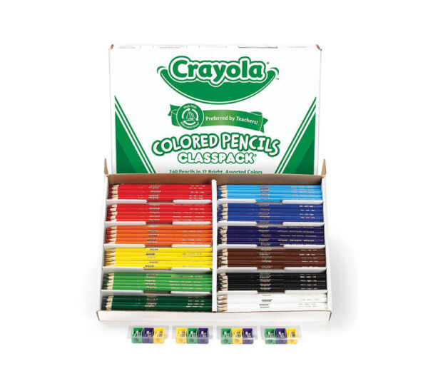 Crayola Coloured Pencils 240 Classpack in 12 Colours with 12 Sharpeners