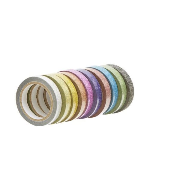 X-Press It Glitter Deco Tape 6mm x 3m in 10 Assorted Pastel Colours - Image 3