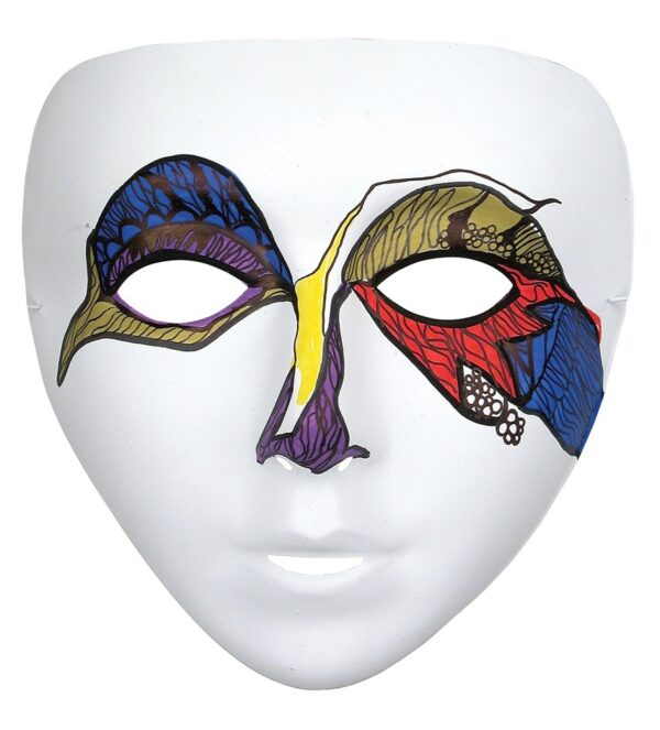 Plastic Theater Face Masks White Pack of 10 - Image 2