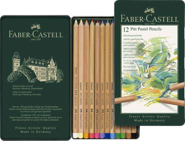 Faber-Castell Pitt Pastel Pencils Tin of 12 assorted colours