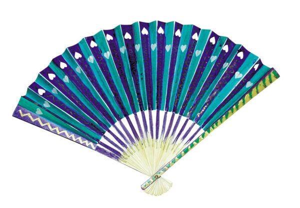 Japanese Paper & Bamboo Folding Fan 22cm pack of 10 - Image 2