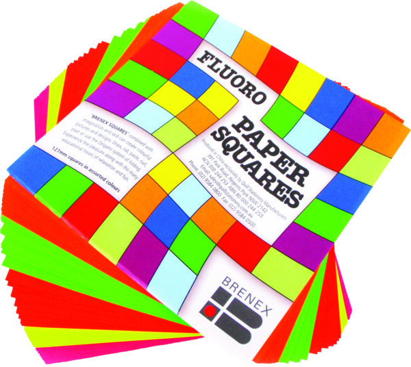Fluoro Gloss Paper Squares 254 x 254mm 100 Assorted Sheets per pack