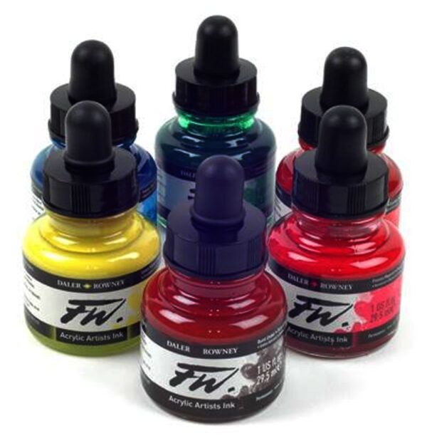 Daler-Rowney FW Acrylic Ink Set - Primary Colour - Image 2