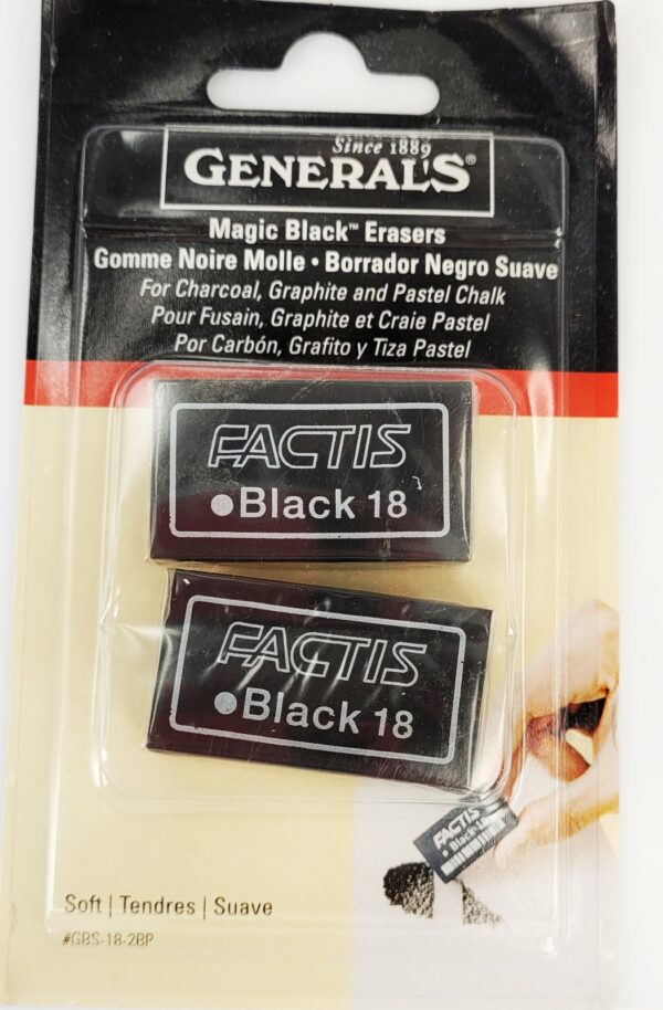 Generals Factis Black Charcoal Eraser Pk 2 - Image 2