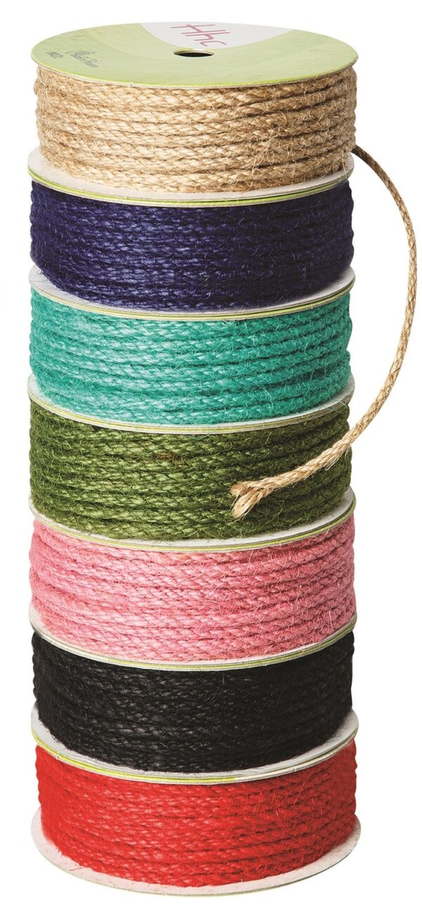 Jute String 15g - 7 x 5m assorted colours