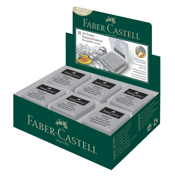 Faber-Castell Kneadable Eraser Grey Box of 18 - Image 3