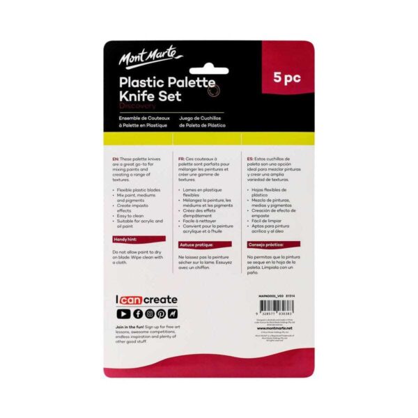 Mont Marte Plastic Palette Knife Set of 5 - Image 2