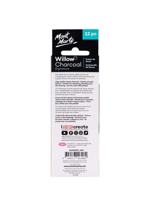 Mont Marte Willow Charcoal Pk 12 Small, Medium & Large - Image 7