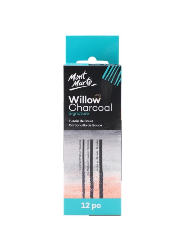 Mont Marte Willow Charcoal Pk 12 Small, Medium & Large
