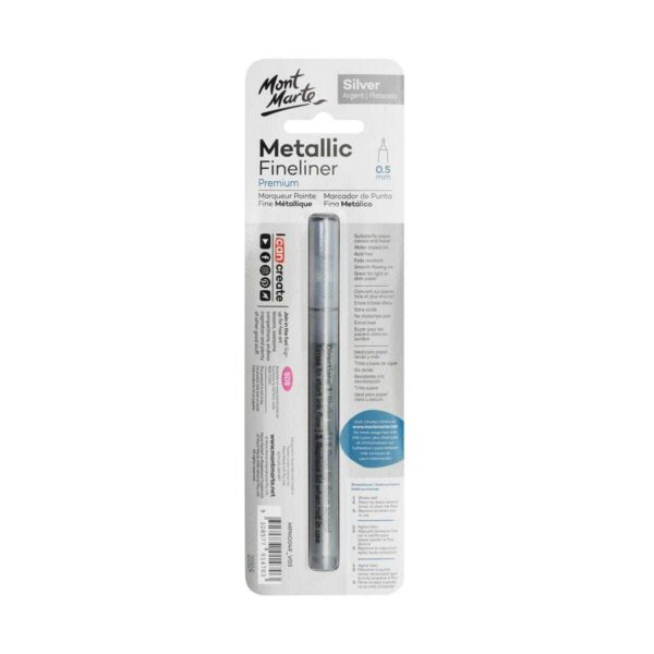 Mont Marte Metallic Marker Fine Point - Silver - Image 2