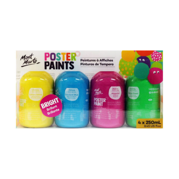 Mont Marte Poster Paint 250ml Set of 4 Bright