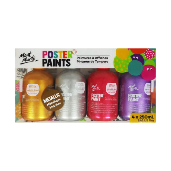 Mont Marte Poster Paint 250ml Set of 4 Metallic