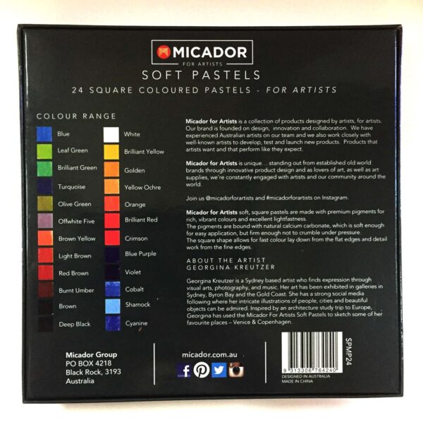 Micador for Artist Soft Pastels Square 24 Pack - Image 3