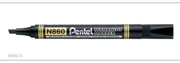 Pentel Permanent Marker N860 Chisel Point Box of 12 Black