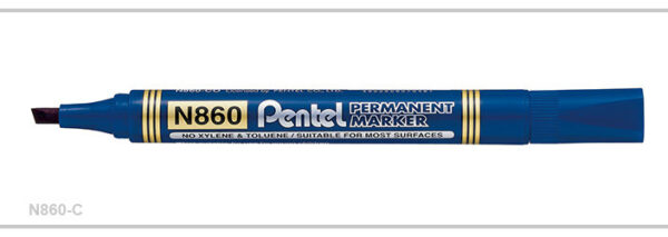 Pentel Permanent Marker N860 Chisel Point Box of 12 Blue