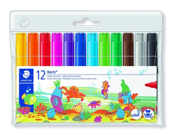 Staedtler Noris Kids Jumbo Fibre Tip Colour Markers Assorted Pack of 12