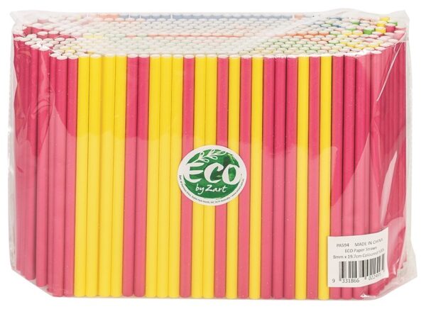 ECO Paper Straws 8mm x 19.7cm Coloured Pack of 500 - Image 2