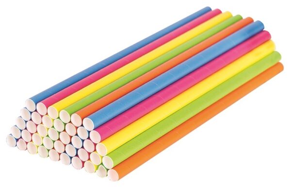 ECO Paper Straws 8mm x 19.7cm Coloured Pack of 500