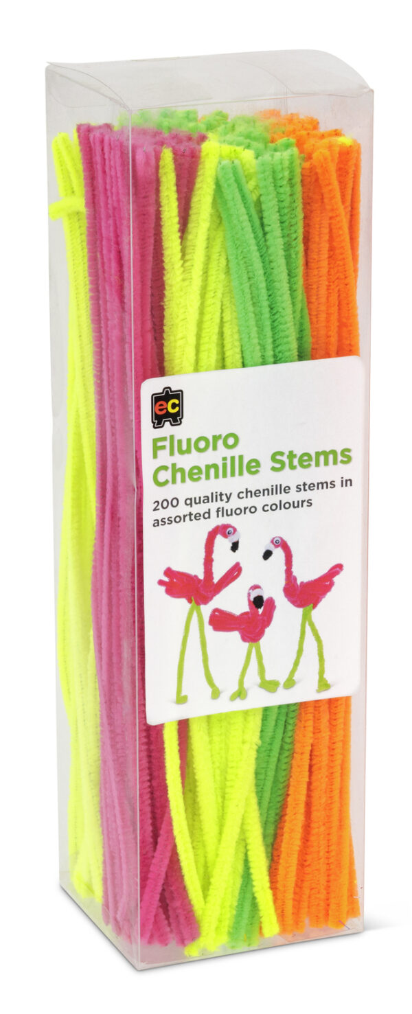 EC Fluoro Pipe Cleaners / Chenille Stems 30cm Pack of 100