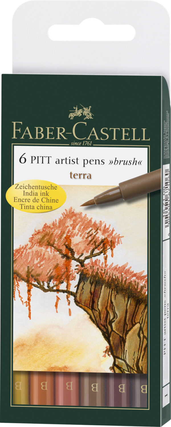 Faber Castell PITT Artist Pens Set of 6 Terra Colours