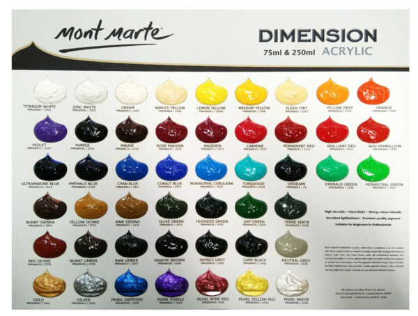 30% OFF! Mont Marte Dimension Acrylic Paint Cream 250ml - Image 3