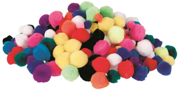 Assorted Pom Poms 10-20mm x 300 Pieces