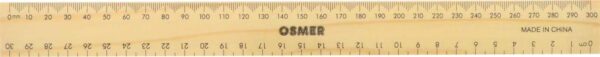 Osmer Lacquered Wooden Dual Scale Ruler 30cm