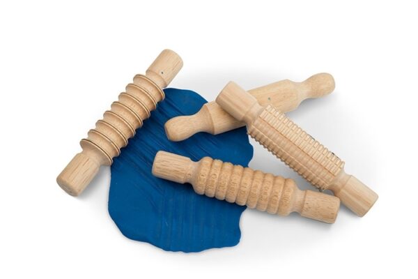 Educational Colours Wooden Rolling Pin Patterned 4 Pack