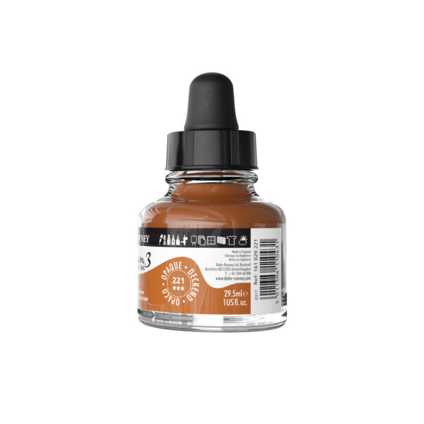 Daler-Rowney System3 Opaque Drawing Ink 29.5mL Burnt Sienna - Image 2
