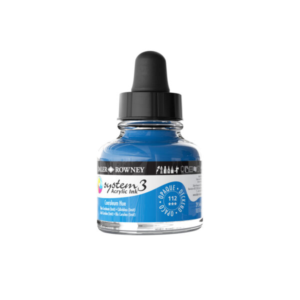 Daler-Rowney System3 Opaque Drawing Ink 29.5mL Coeruleum Hue - Image 3