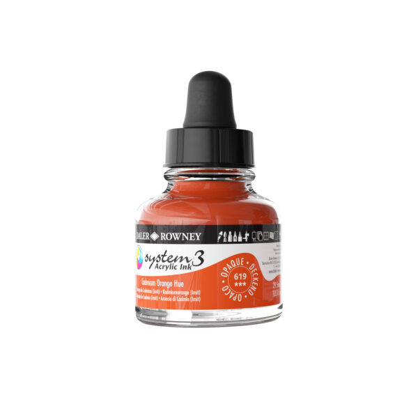 Daler-Rowney System3 Opaque Drawing Ink 29.5mL Cadmium Orange - Image 2