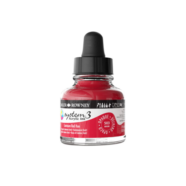 Daler-Rowney System3 Opaque Drawing Ink 29.5mL Cadmium Red Hue - Image 3