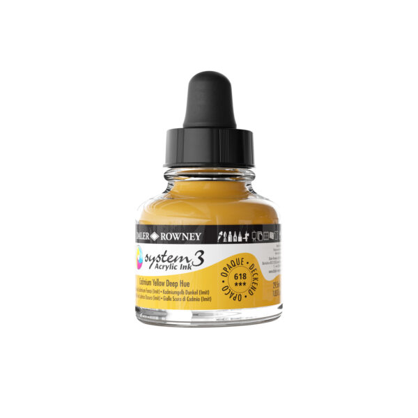 Daler-Rowney System3 Opaque Drawing Ink 29.5mL Cadmium Yellow Deep Hue - Image 3