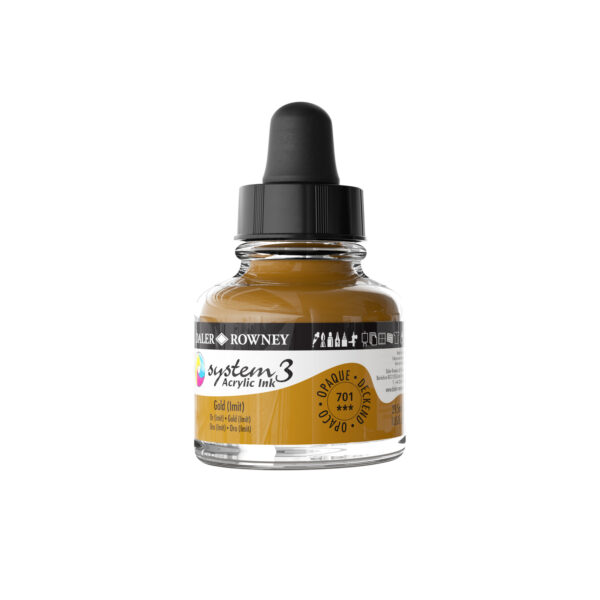 Daler-Rowney System3 Opaque Drawing Ink 29.5mL Gold Imitation - Image 2