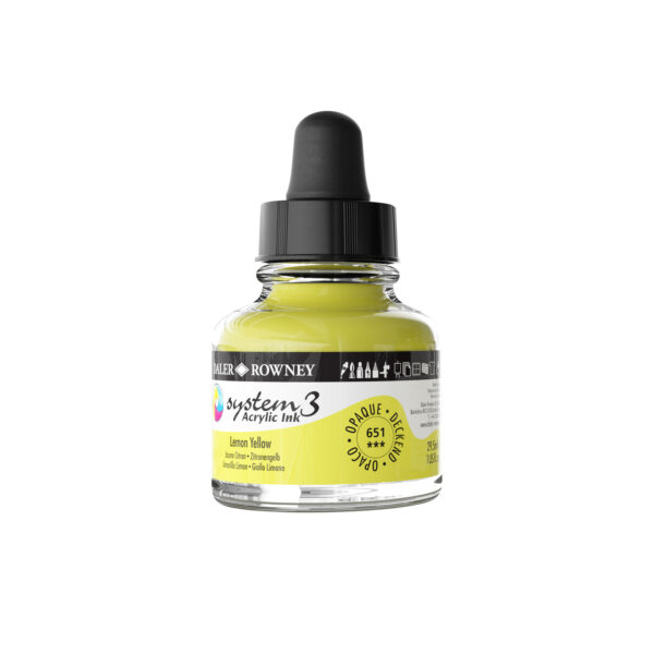 Daler-Rowney System3 Opaque Drawing Ink 29.5mL Lemon Yellow - Image 3