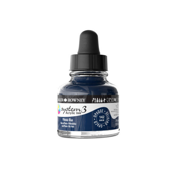 Daler-Rowney System3 Opaque Drawing Ink 29.5mL Phthalo Blue - Image 2