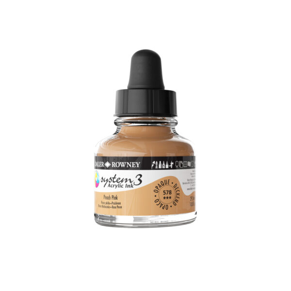 Daler-Rowney System3 Opaque Drawing Ink 29.5mL Portrait Pink - Image 2
