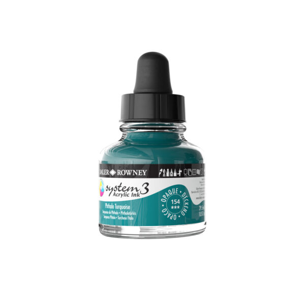 Daler-Rowney System3 Opaque Drawing Ink 29.5mL Phthalo Turquoise - Image 3