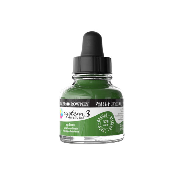 Daler-Rowney System3 Opaque Drawing Ink 29.5mL Sap Green - Image 3
